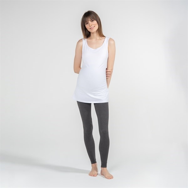 Hamile T-Shirt Atlet Yaka Alda Beyaz