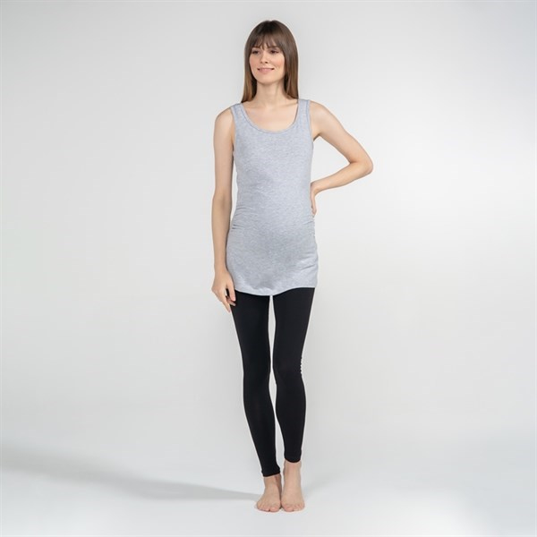 Hamile T-Shirt Atlet Yaka Alda Gri