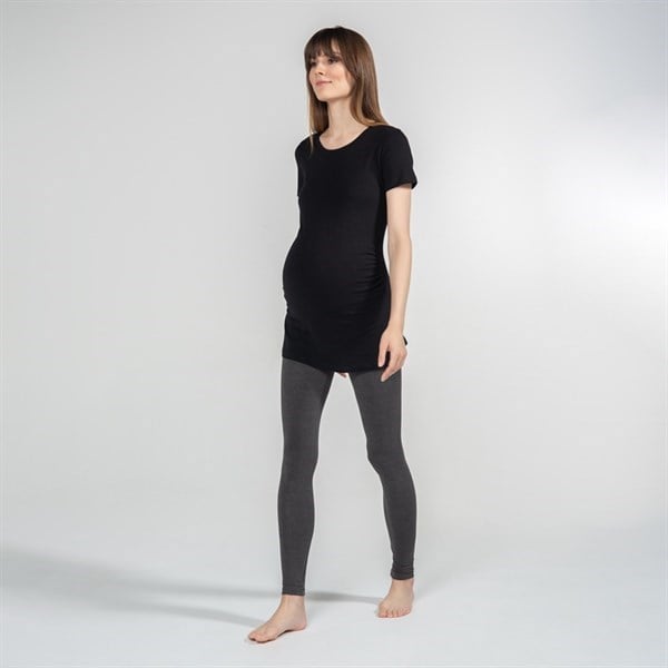 Hamile T-Shirt Bisiklet Yaka Carina Siyah
