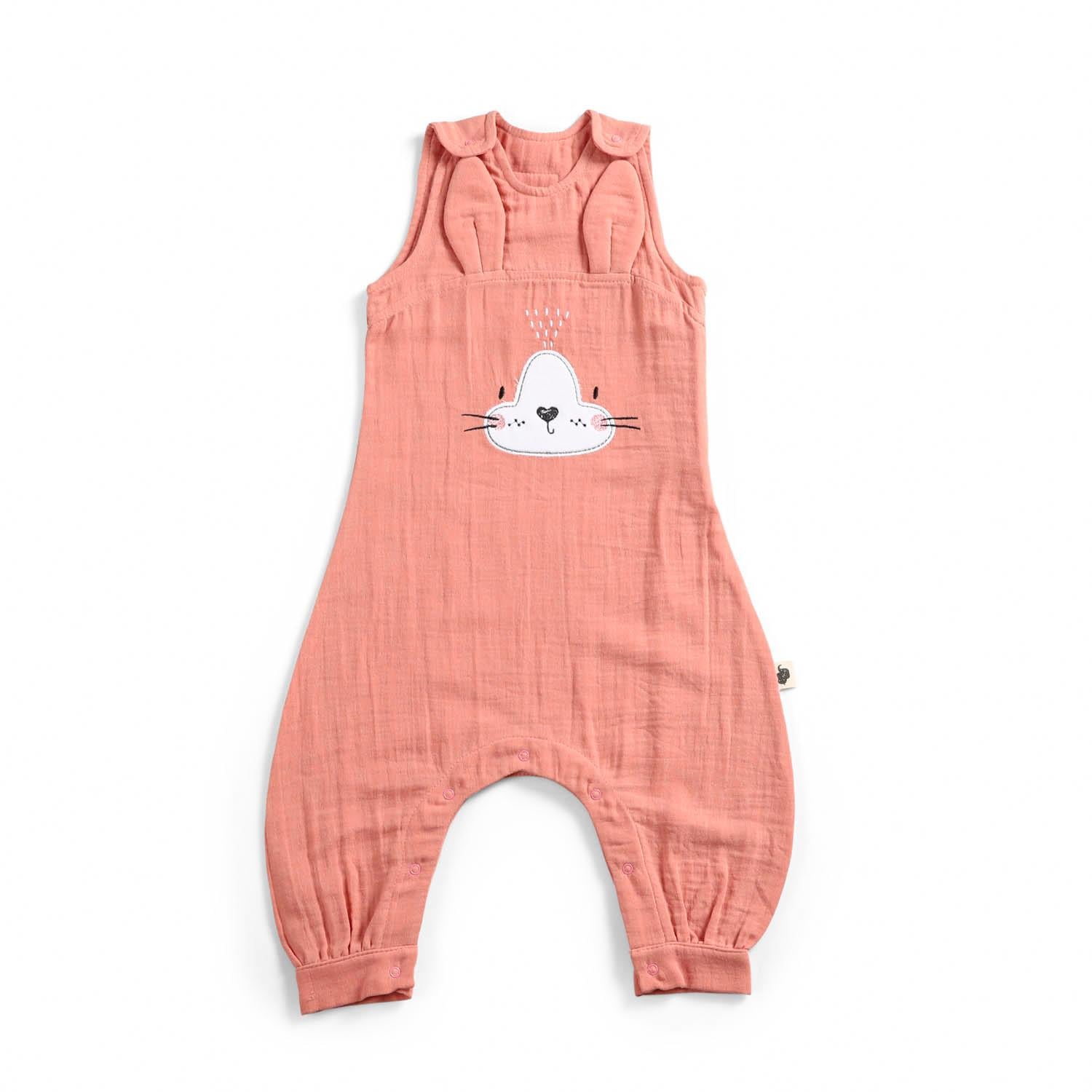 Muslin Ayaklı Tulum (Nakışlı) - Tog 1.0 - Coral - Yavruağızı - 70 Cm