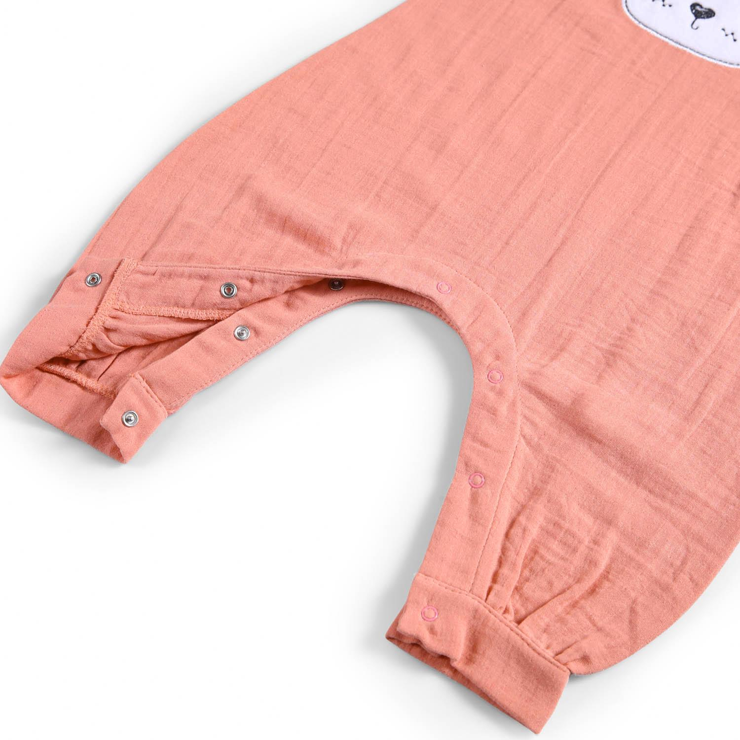 Muslin Ayaklı Tulum (Nakışlı) - Tog 1.0 - Coral - Yavruağızı - 70 Cm