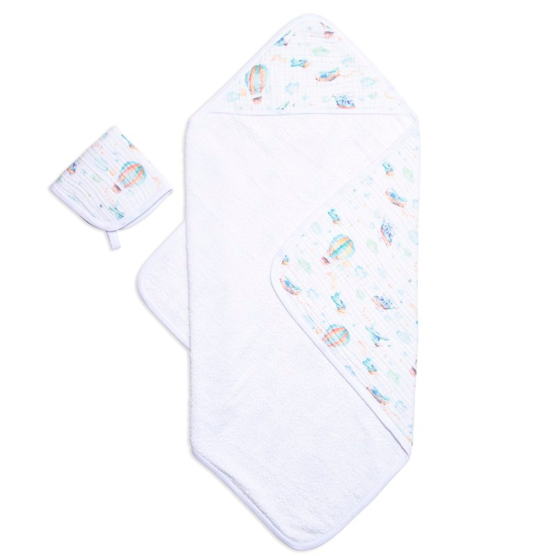 Muslin Havlu Seti - Sky - 75x75/30x30
