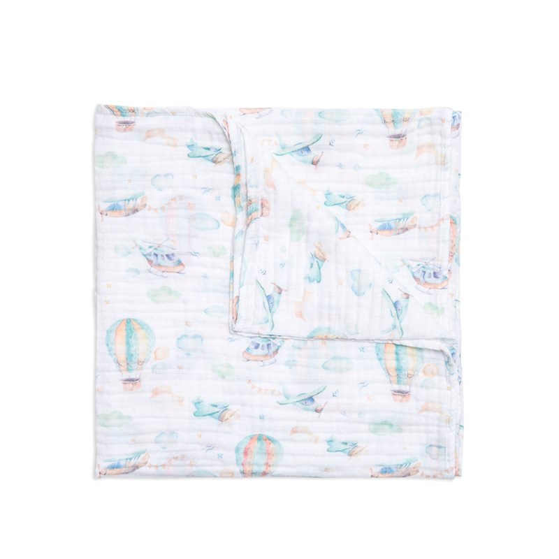 Tek Muslin Battaniye - Sky - 120x120