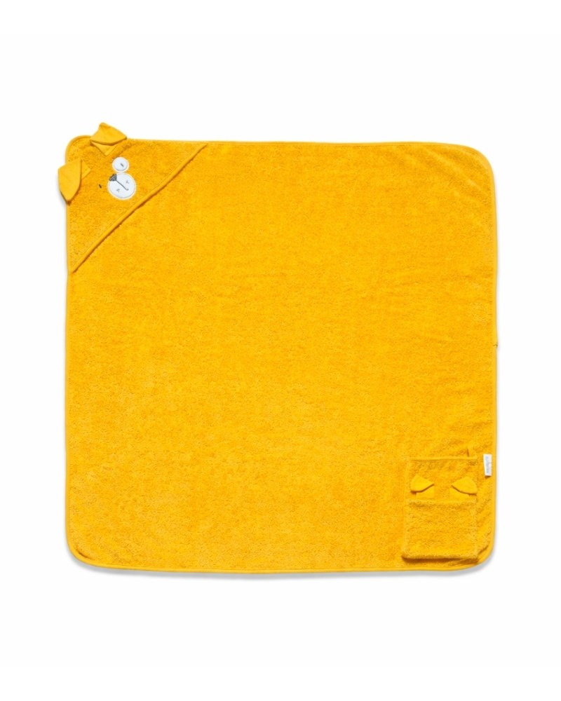 Üçgen Başlıklı Bebek Havlu Seti Bath Time Sarı 90 x 90 cm
