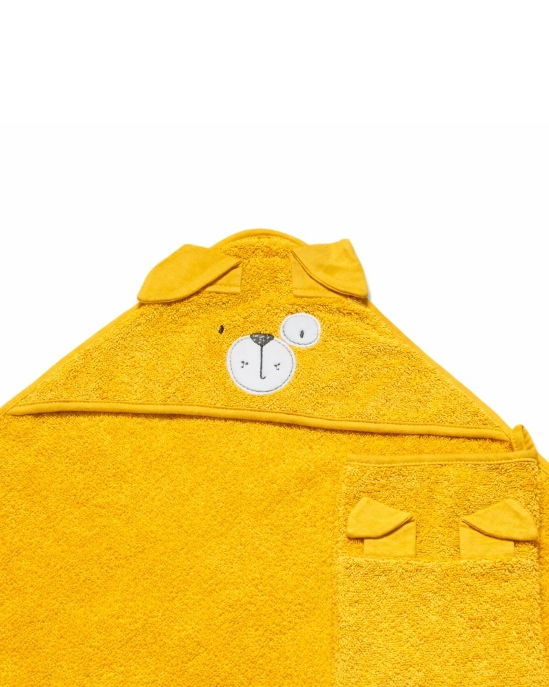 Üçgen Başlıklı Bebek Havlu Seti Bath Time Sarı 90 x 90 cm