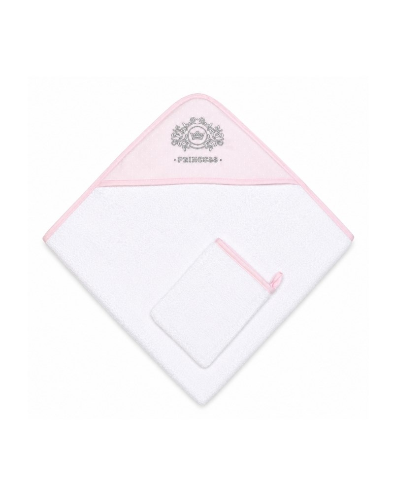 Üçgen Başlıklı Bebek Havlu Seti Princess Pembe 90 x 90 cm
