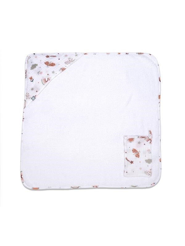 Üçgen Başlıklı Bebek Havlu Seti Sunny Bej 75 x 75 cm