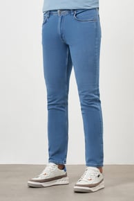 Morven Erkek Mavi Denim 5 Cep Slim Fit Jean Kot Pantolon