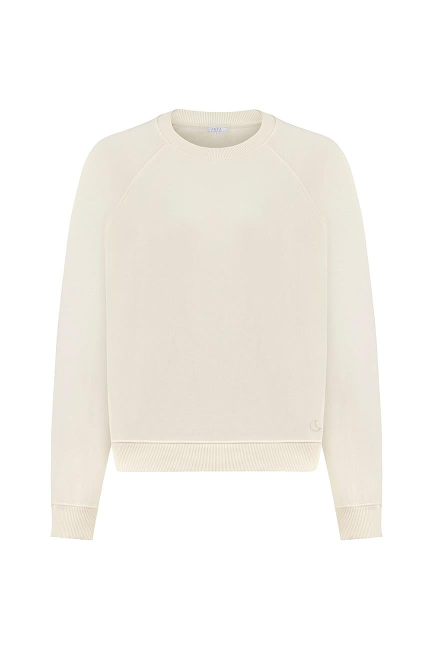%100 Organik Pamuk Sweatshirt / Ekru
