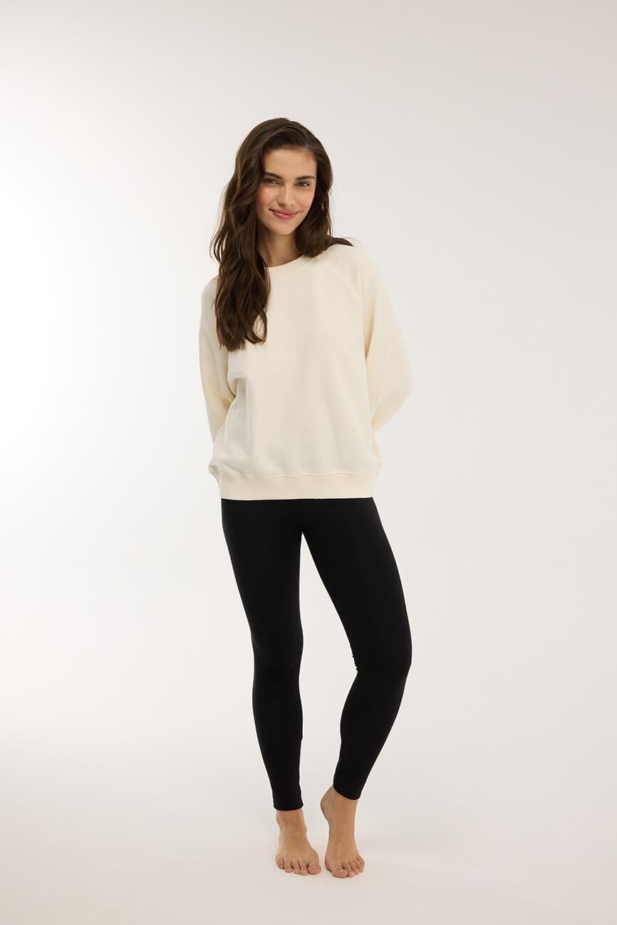 %100 Organik Pamuk Sweatshirt / Ekru
