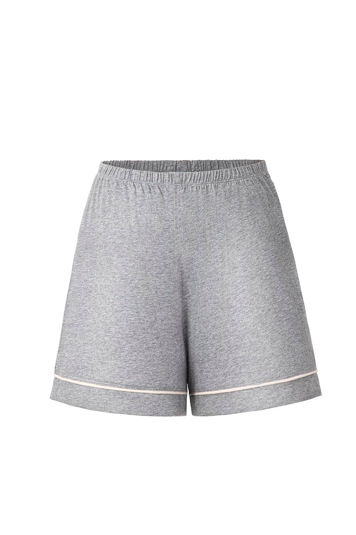 Bambu Şortlu Pijama Takımı / Gri Melanj