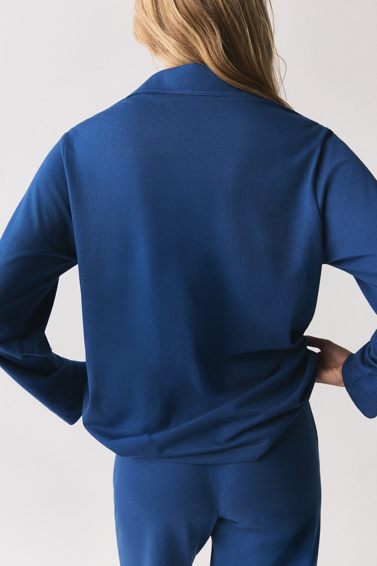 Modal Biyeli Cepli Pijama Takımı / İndigo