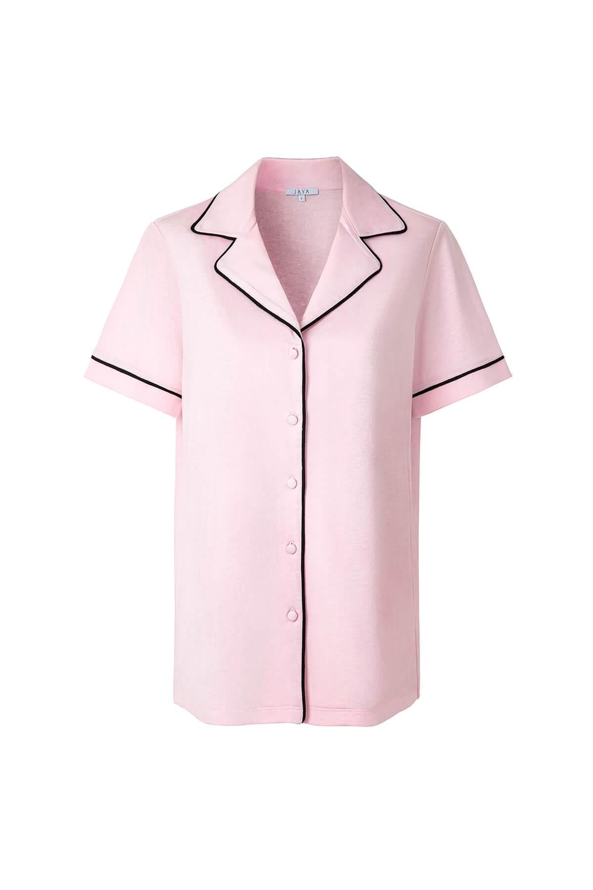 Modal Biyeli Şortlu Pijama Takımı / Pembe