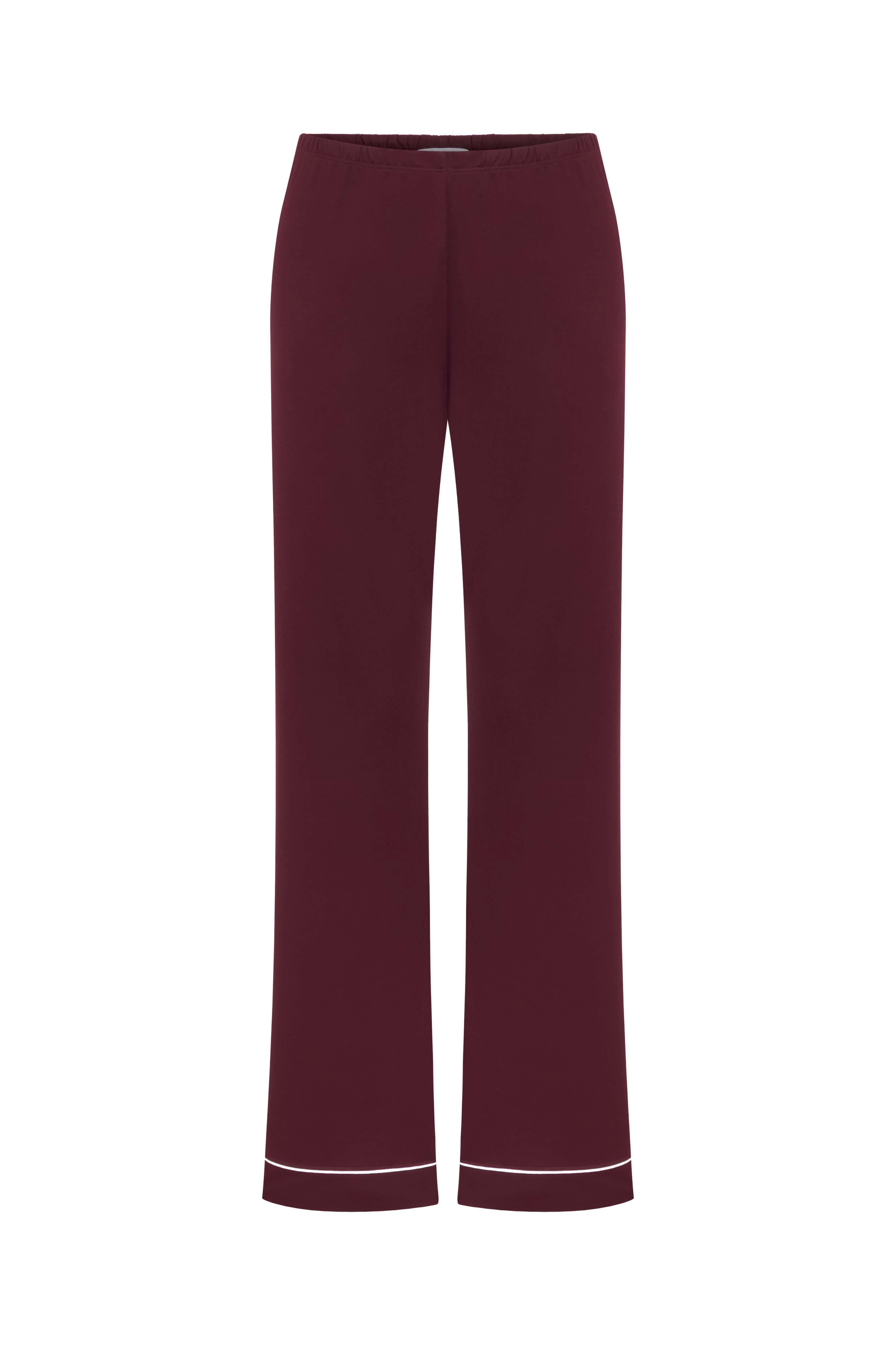 Modal Biyeli Uzun Kollu Pijama Takımı / Bordo