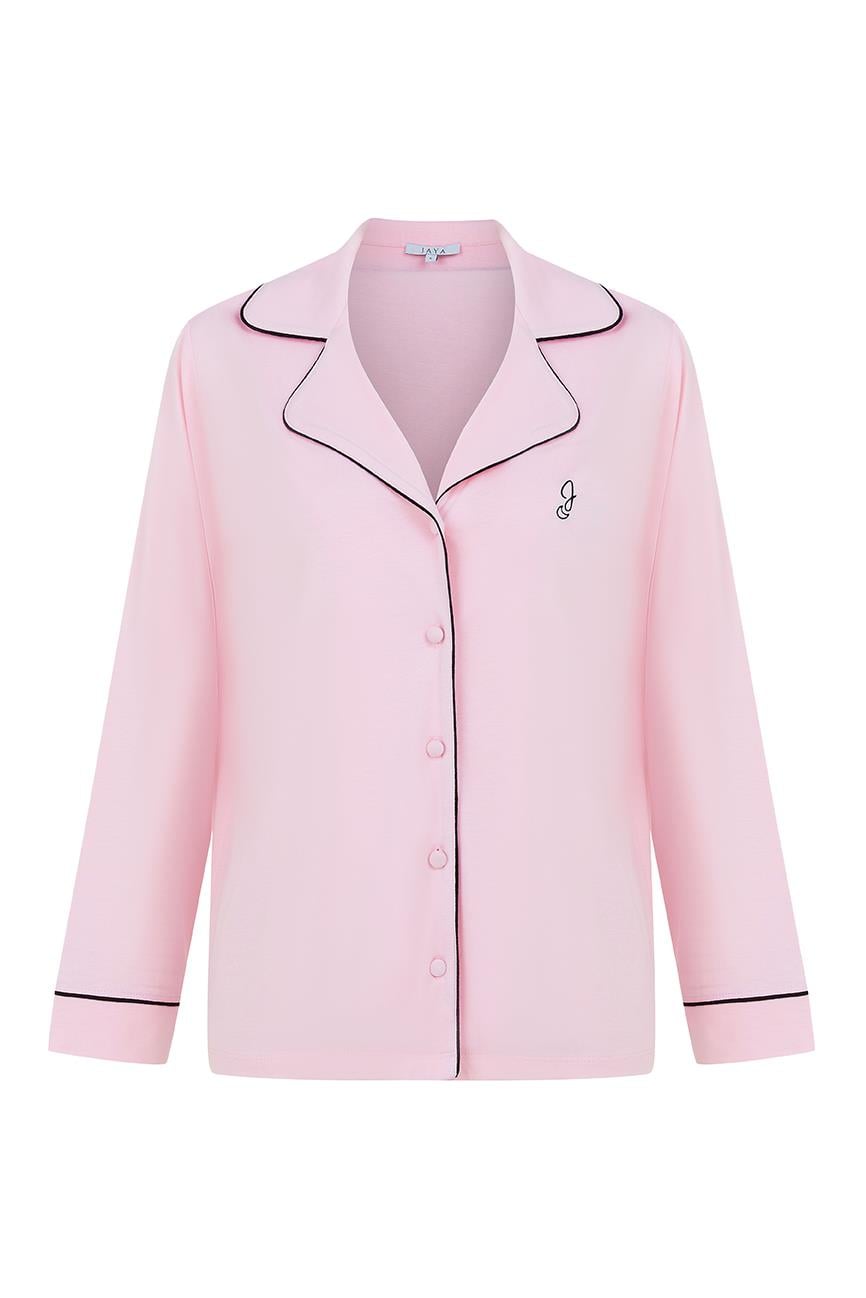 Modal Biyeli Cepli Pijama Takımı / Pembe