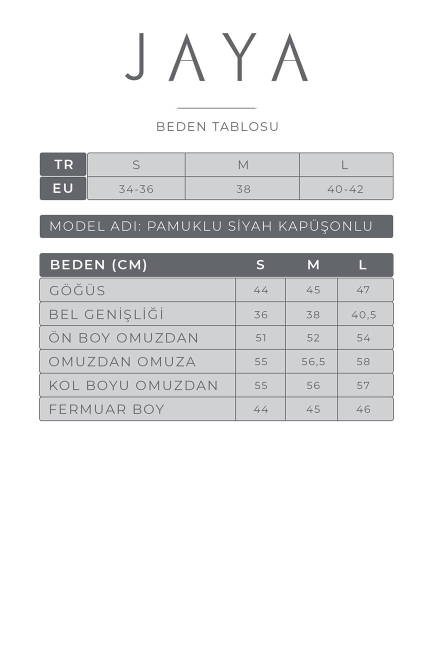 Pamuklu Kapüşonlu Eşofman Üstü / Siyah