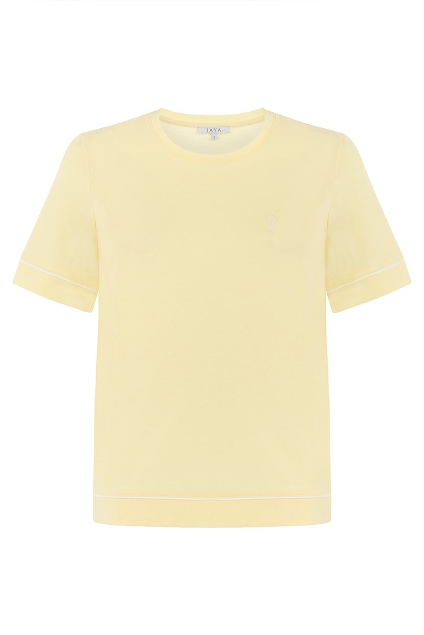 Pamuklu Kısa Kollu Pijama Takımı / Sarı