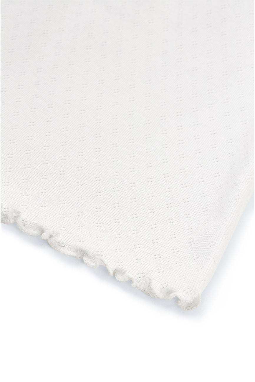 Pointelle V Yaka Şortlu Pijama Takımı / Beyaz