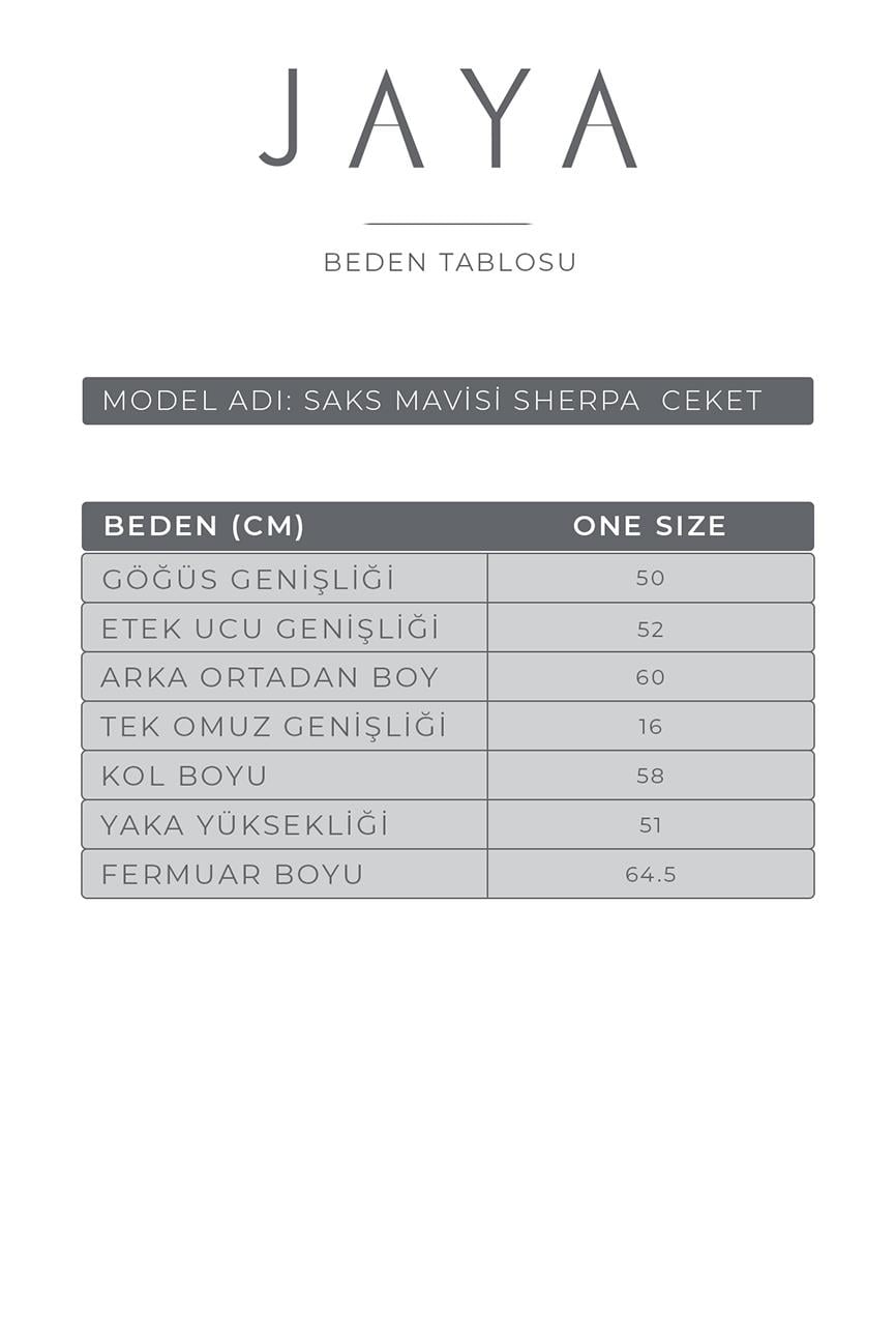Yün Sherpa Fermuarlı Ceket / Saks Mavisi