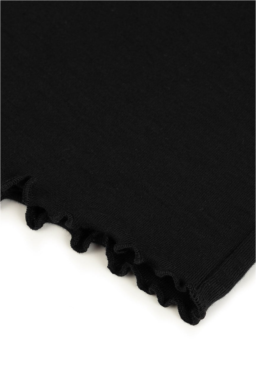 Viskon Ribana Kısa Şortlu Pijama Takımı / Siyah
