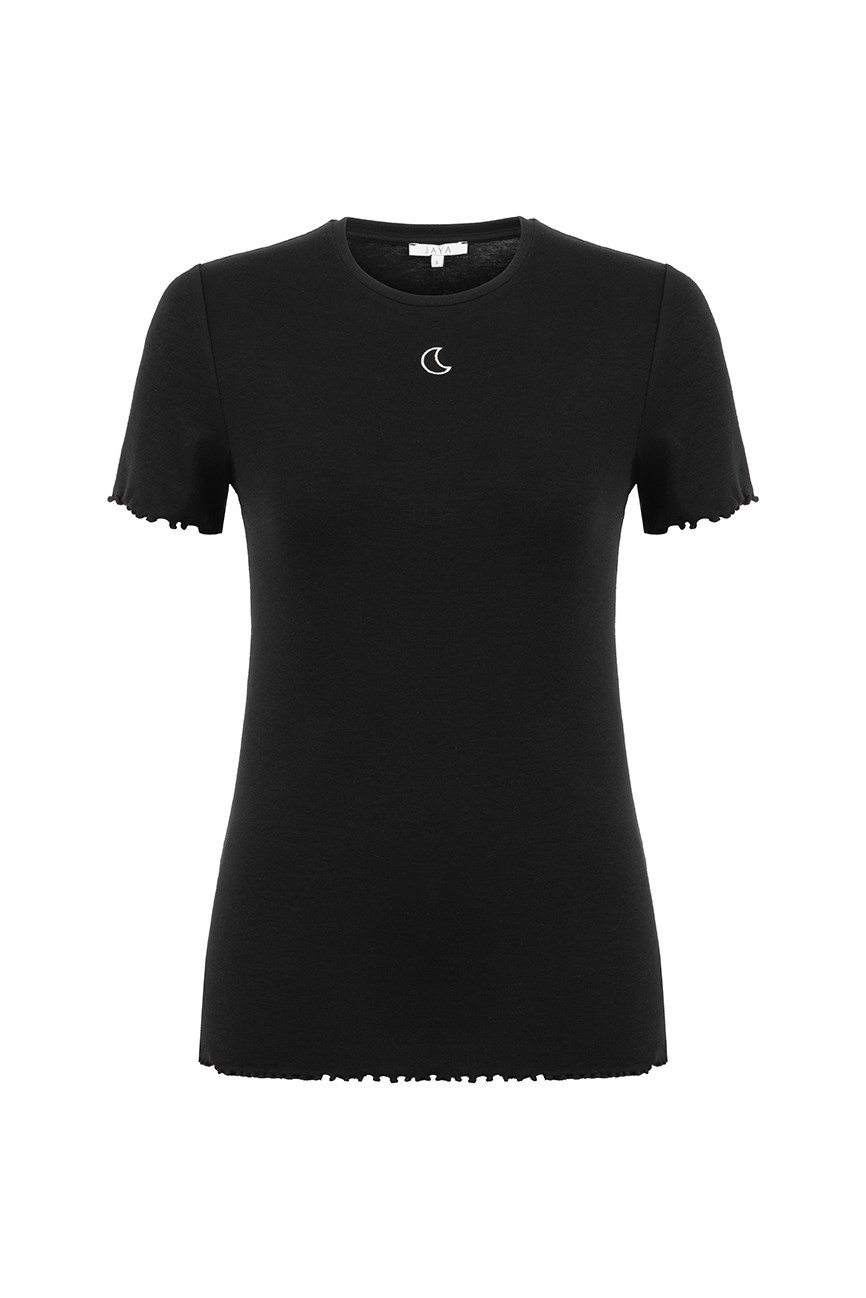 Viskon Ribana Kısa Şortlu Pijama Takımı / Siyah