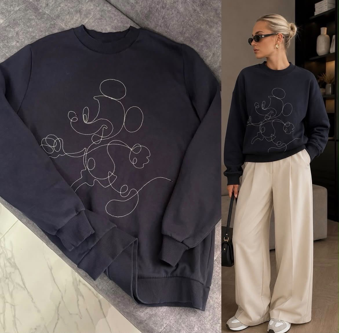 mıcky mouse  bisiklet yaka sweatshirt 