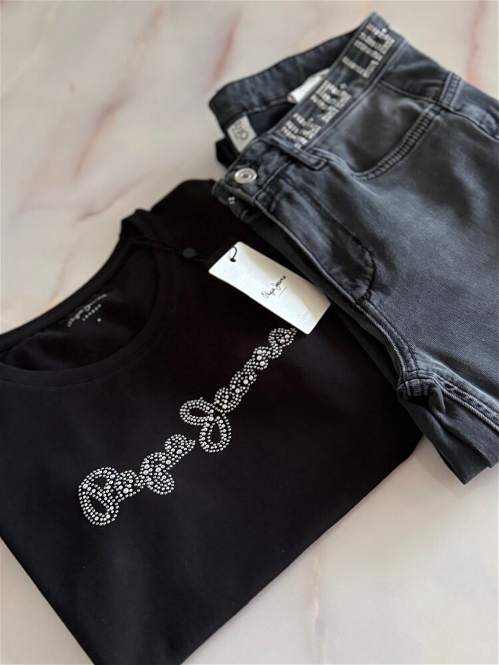 Pepe jeans siyah taşlı t-shirt