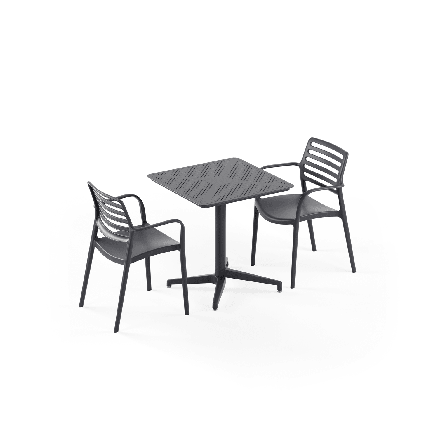 Tilia 2 Kişilik Polipropilen Masa Takımı (Moon Katlanır Masa 70X70 cm + Louise-XL Kollu Sandalye)