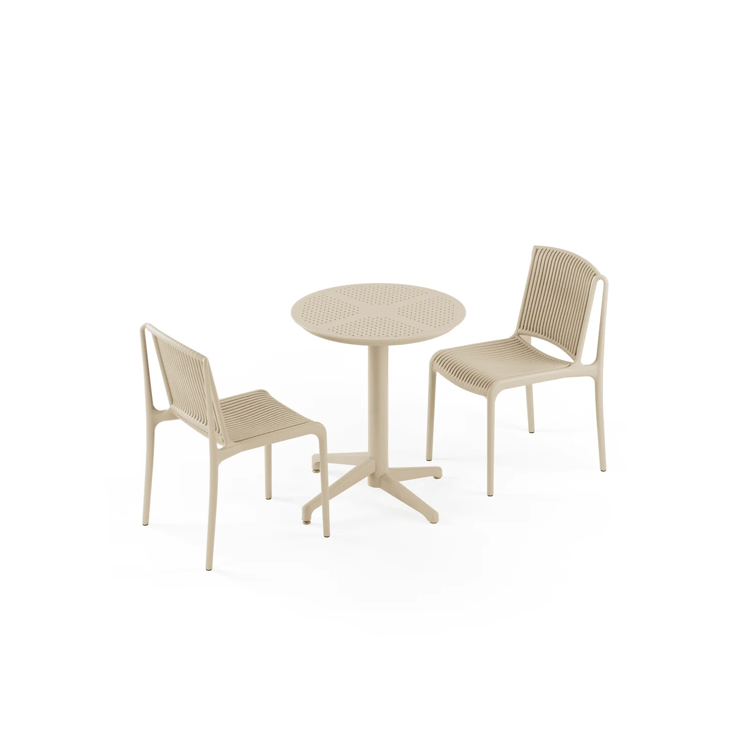 Bahçe, Balkon Takımı (Moon Katlanır Masa Ø60 cm + 2 Nes Sandalye)  Dış Mekan, Kafe, Restoran