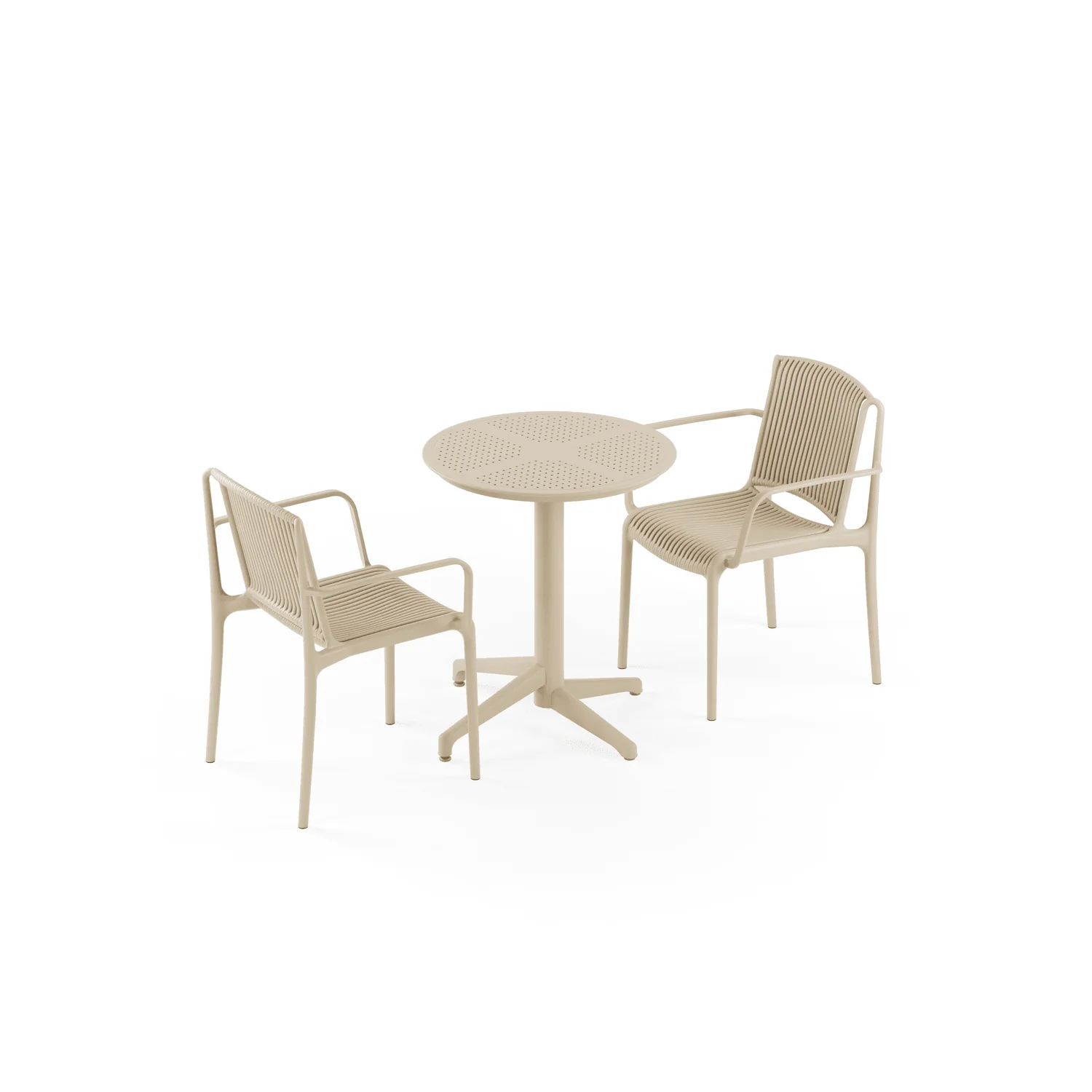 Bahçe, Balkon Takımı (Moon Katlanır Masa Ø60 cm + 2 Nes Sandalye) Dış Mekan, Kafe, Restoran