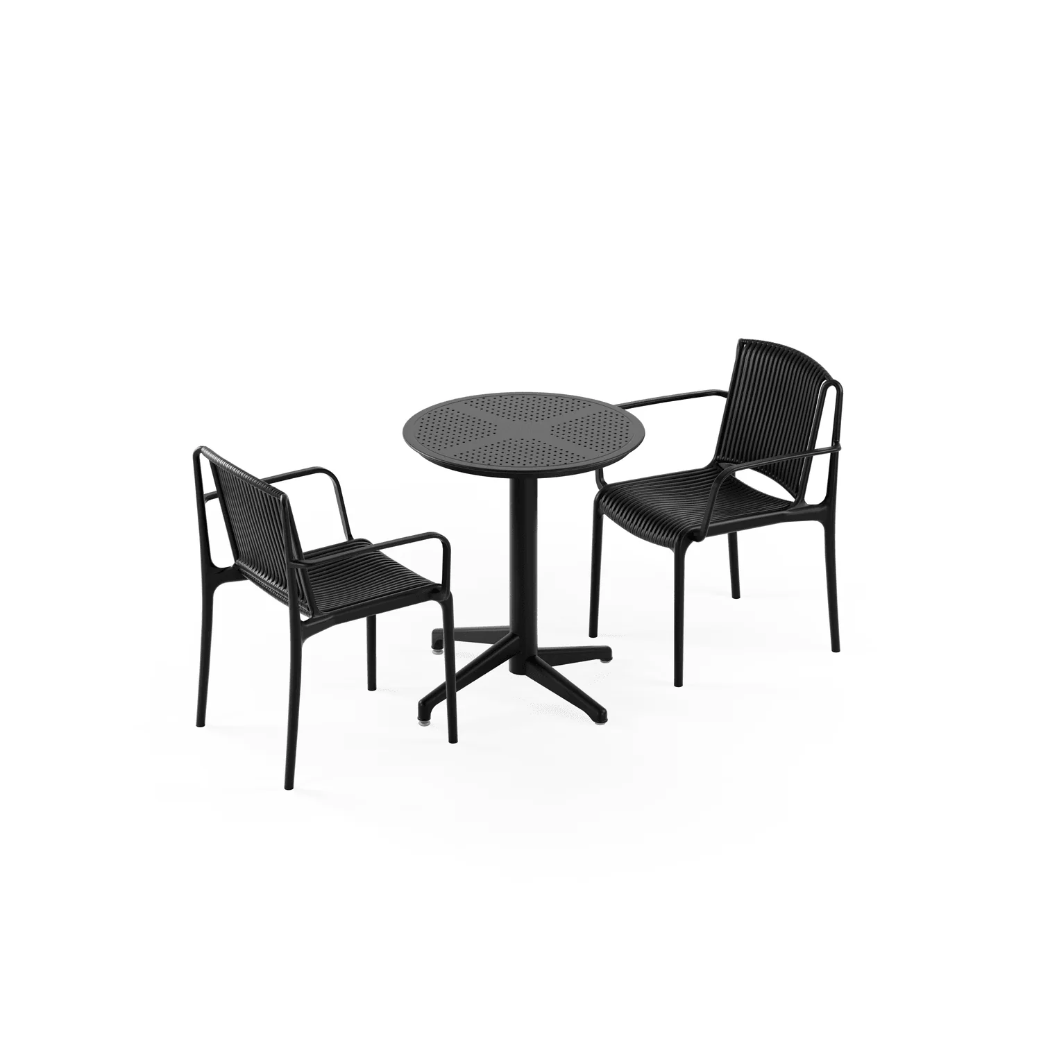 Bahçe, Balkon Takımı (Moon Katlanır Masa Ø60 cm + 2 Nes Sandalye) Dış Mekan, Kafe, Restoran