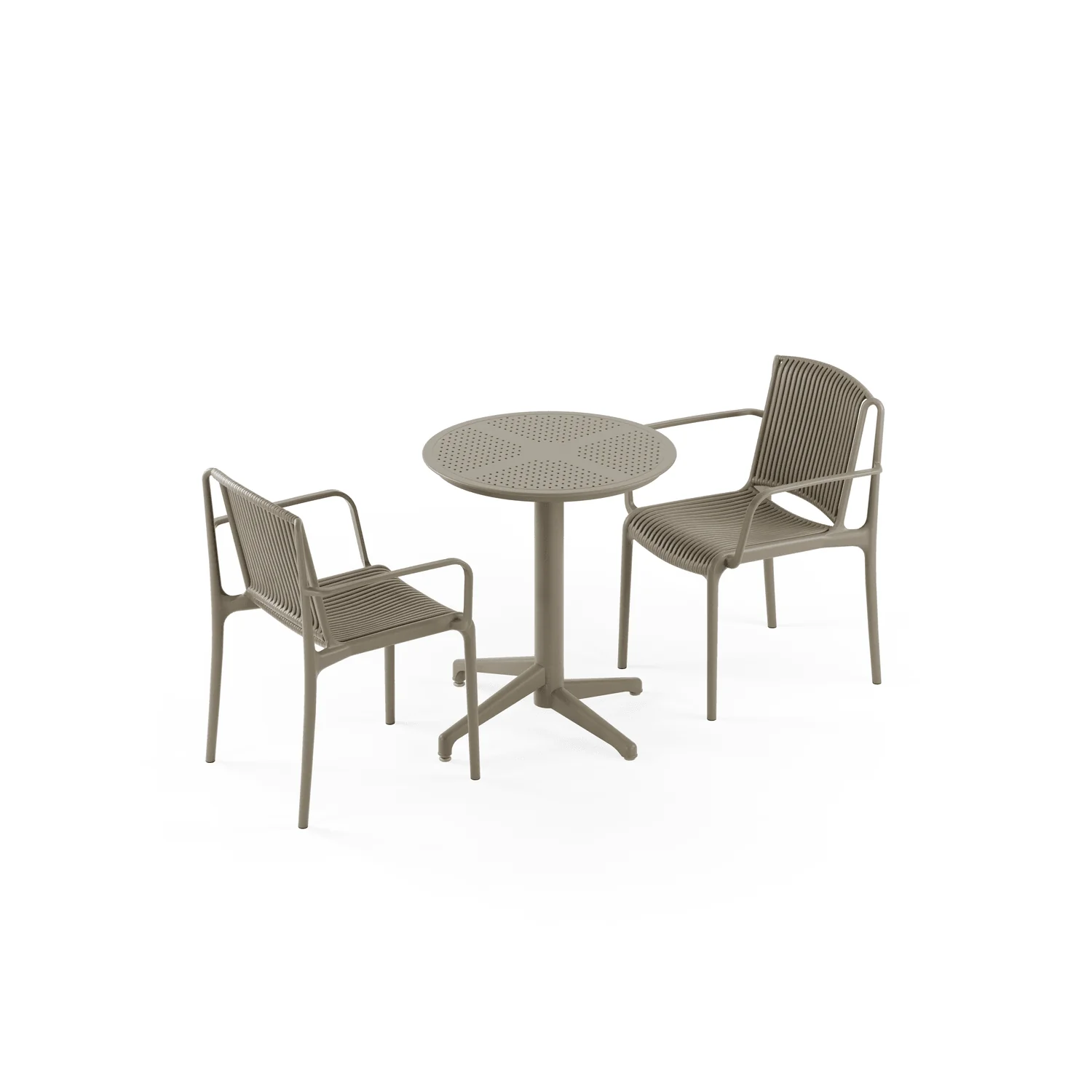 Bahçe, Balkon Takımı (Moon Katlanır Masa Ø60 cm + 2 Nes Sandalye) Dış Mekan, Kafe, Restoran
