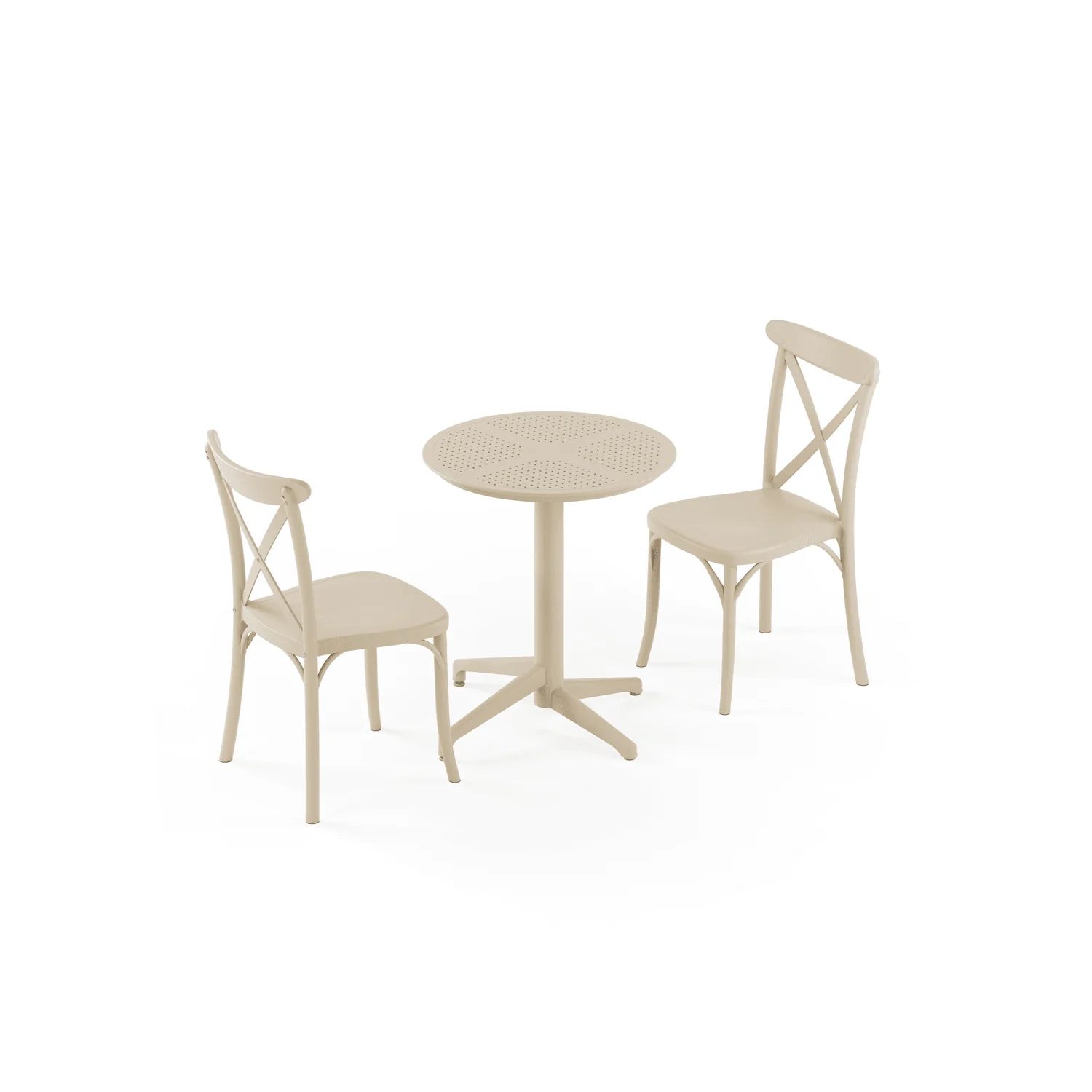 Bahçe, Balkon Takımı (Moon Katlanır Masa Ø60 cm + 2 Capri Sandalye)  Dış Mekan, Kafe, Restoran
