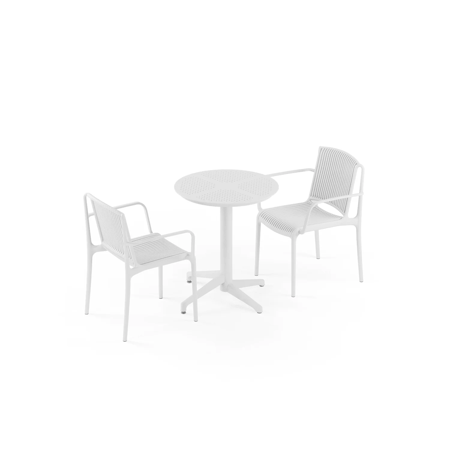 Bahçe, Balkon Takımı (Moon Katlanır Masa Ø60 cm + 2 Nes Sandalye) Dış Mekan, Kafe, Restoran