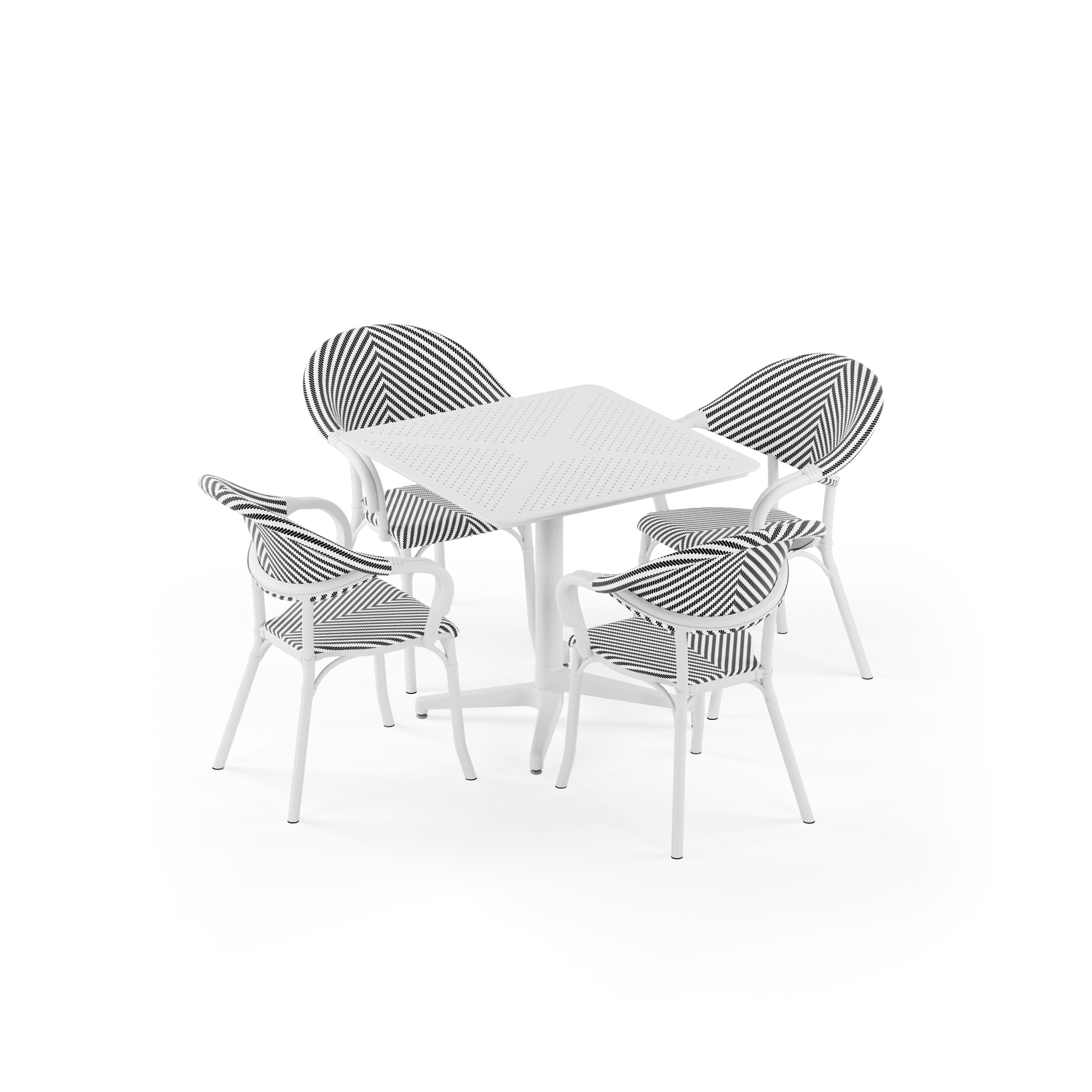 Bahçe, Balkon Takımı (Moon Katlanır Masa 80X80 cm + 4 Flash-N Sandalye)  Dış Mekan, Kafe, Restoran