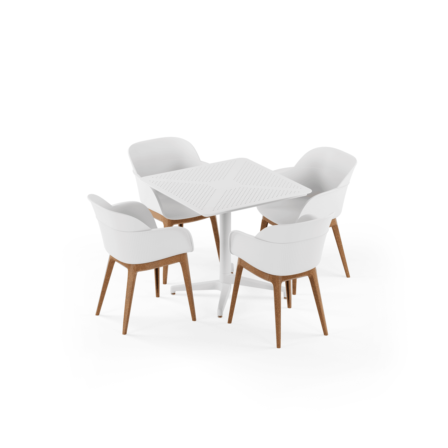 Bahçe, Balkon Takımı (Moon Katlanır Masa 80X80 cm + 4 Shell-WP Sandalye)  Dış Mekan, Kafe