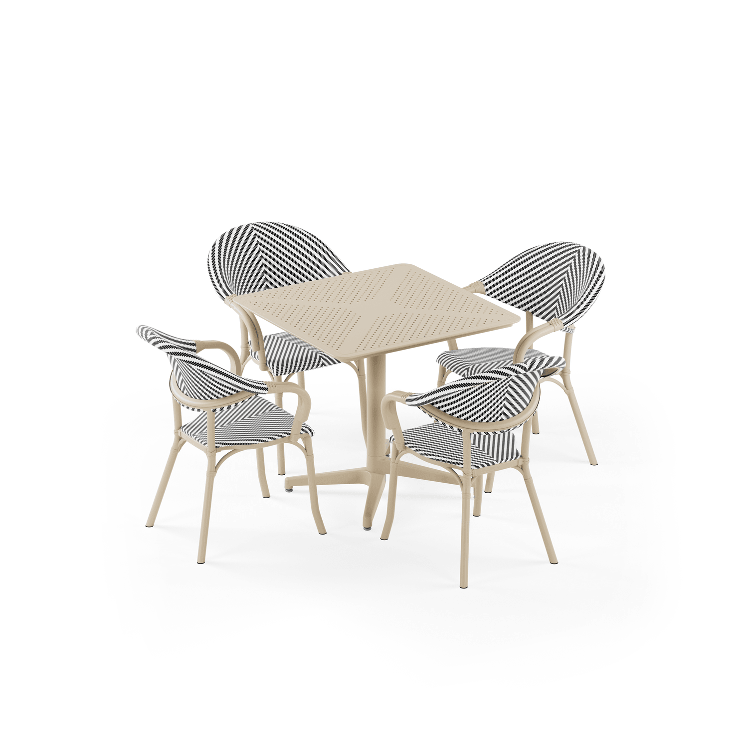 Bahçe, Balkon Takımı (Moon Katlanır Masa 80X80 cm + 4 Flash-N Sandalye)  Dış Mekan, Kafe, Restoran
