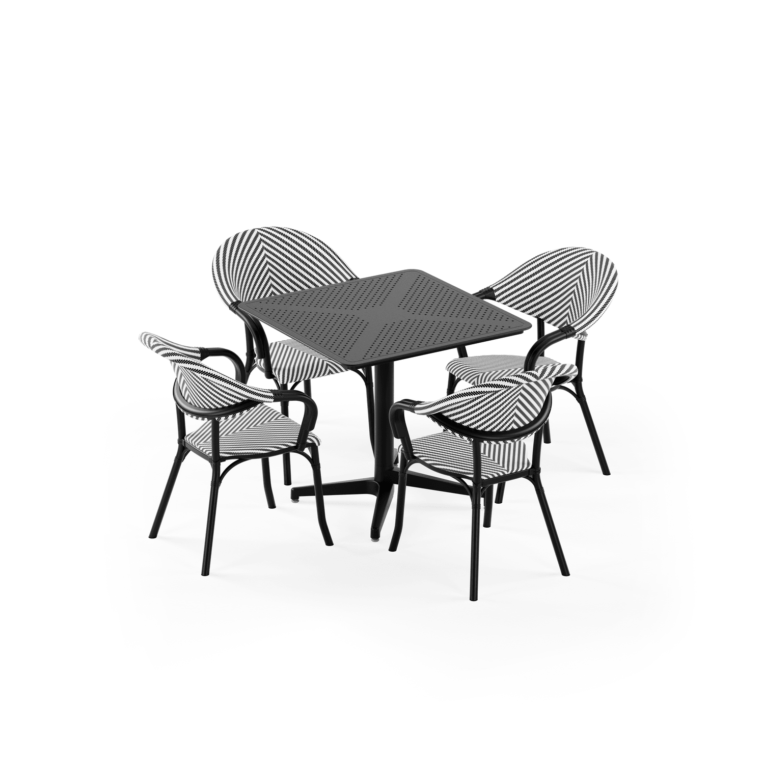 Bahçe, Balkon Takımı (Moon Katlanır Masa 80X80 cm + 4 Flash-N Sandalye)  Dış Mekan, Kafe, Restoran