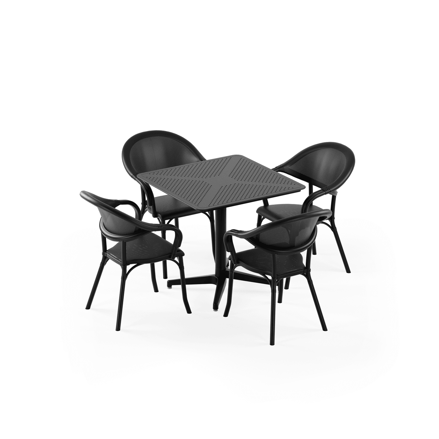 Bahçe, Balkon Takımı (Moon Katlanır Masa 80X80 cm + 4 Flash-N Sandalye)  Dış Mekan, Kafe, Restoran