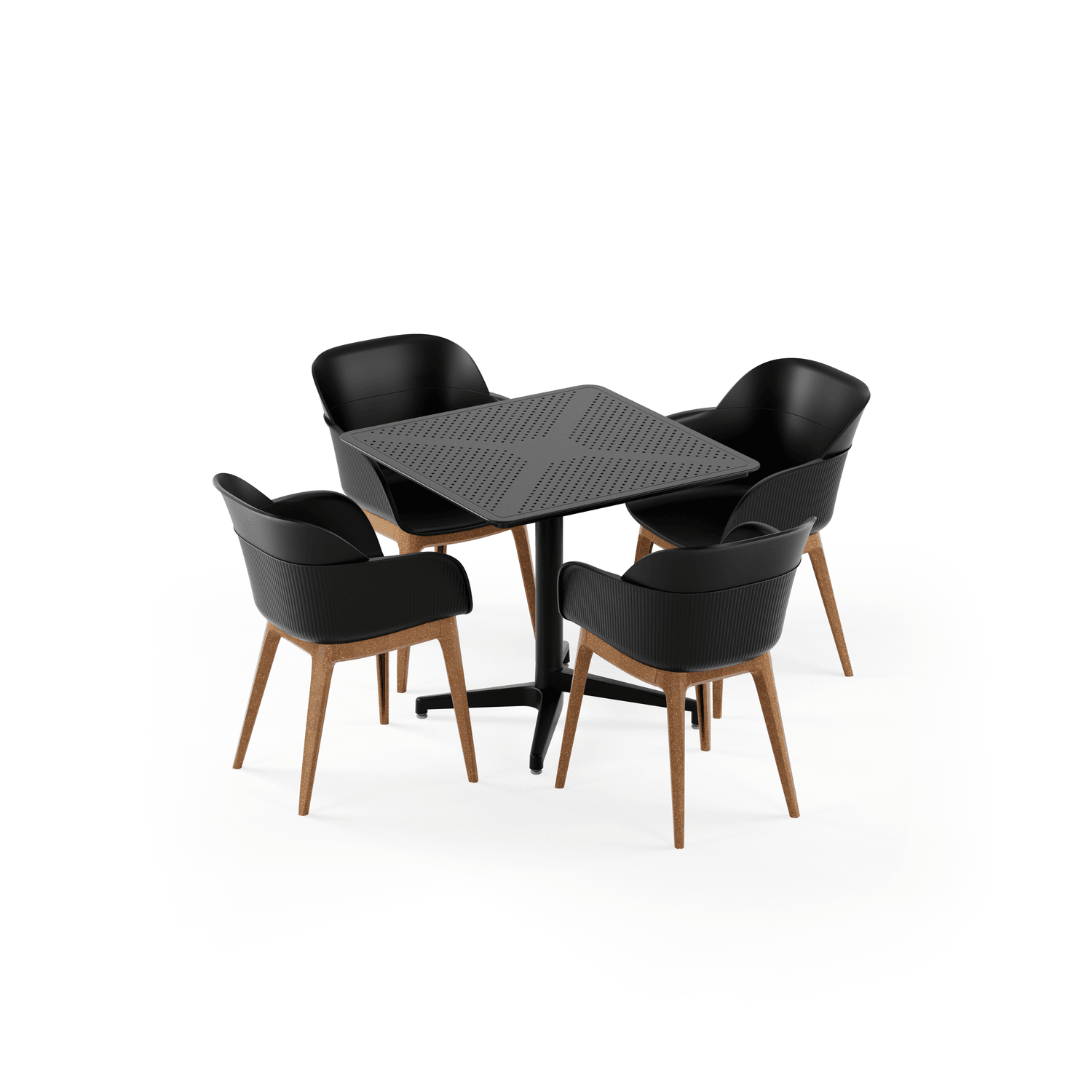 Bahçe, Balkon Takımı (Moon Katlanır Masa 80X80 cm + 4 Shell-WP Sandalye)  Dış Mekan, Kafe