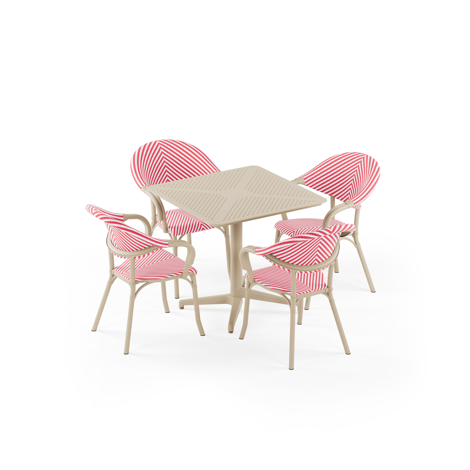 Bahçe, Balkon Takımı (Moon Katlanır Masa 80X80 cm + 4 Flash-N Sandalye)  Dış Mekan, Kafe, Restoran