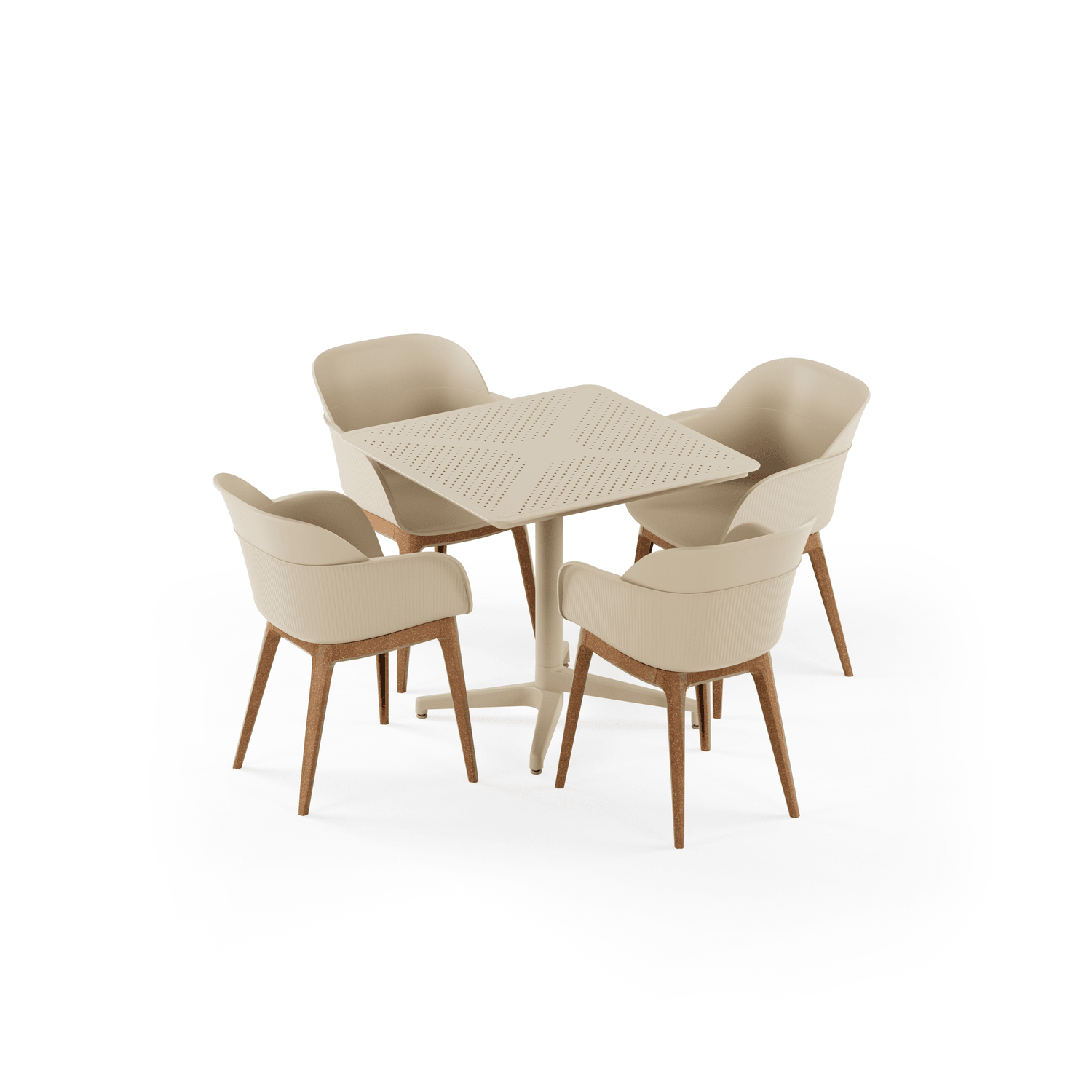 Bahçe, Balkon Takımı (Moon Katlanır Masa 80X80 cm + 4 Shell-WP Sandalye)  Dış Mekan, Kafe