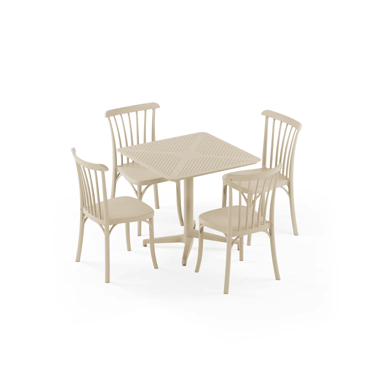 Bahçe, Balkon Takımı (Moon Katlanır Masa 80X80 cm + 4 Gozo Sandalye) Dış Mekan, Kafe, Restoran