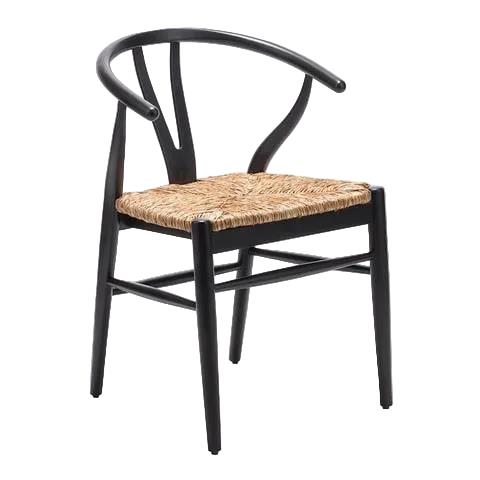 Wishbone Hasırlı Sandalye - Siyah