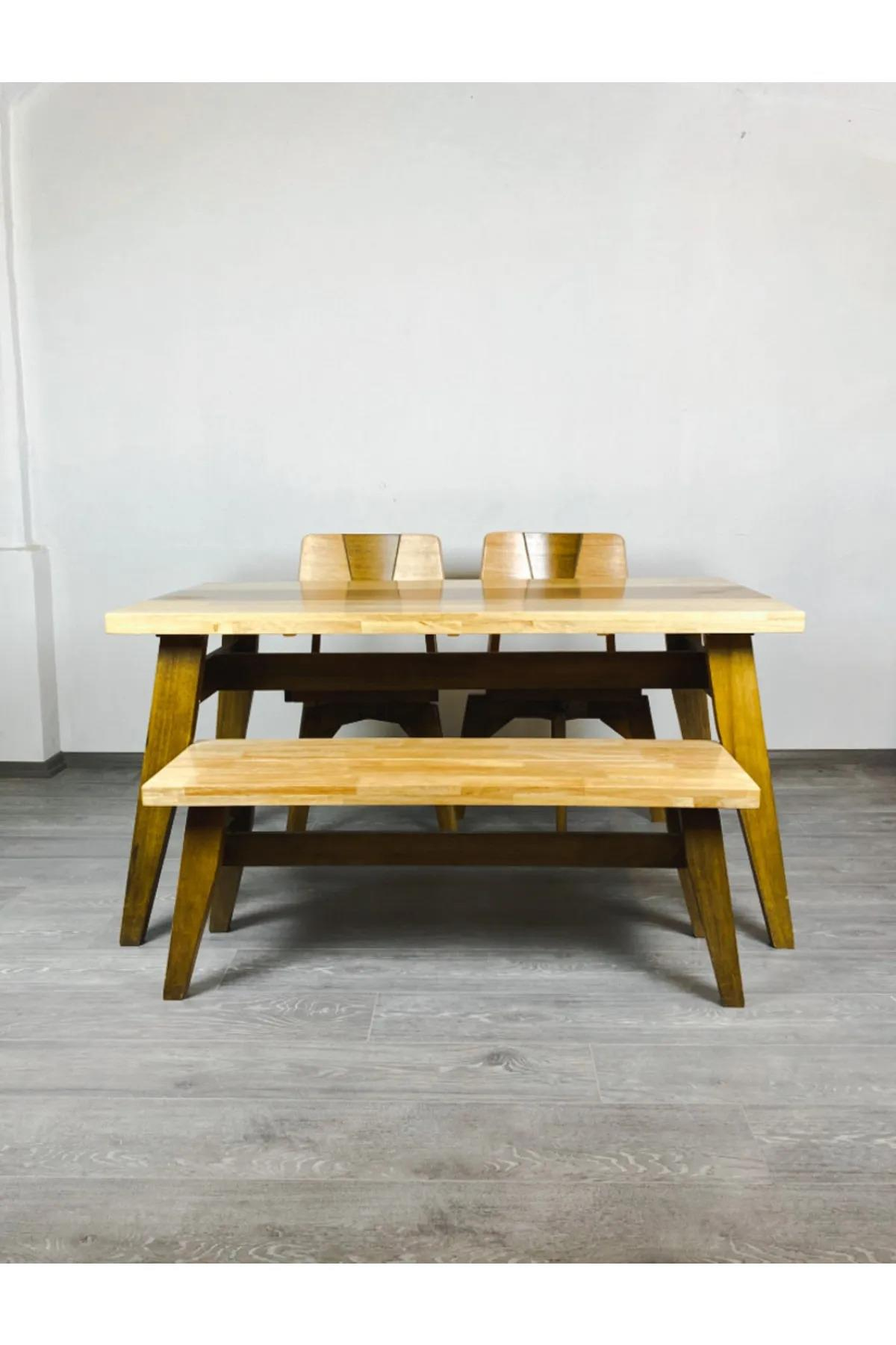 Kastra Ahşap Mutfak Masa & Bench & 2 Sandalye Takımı 