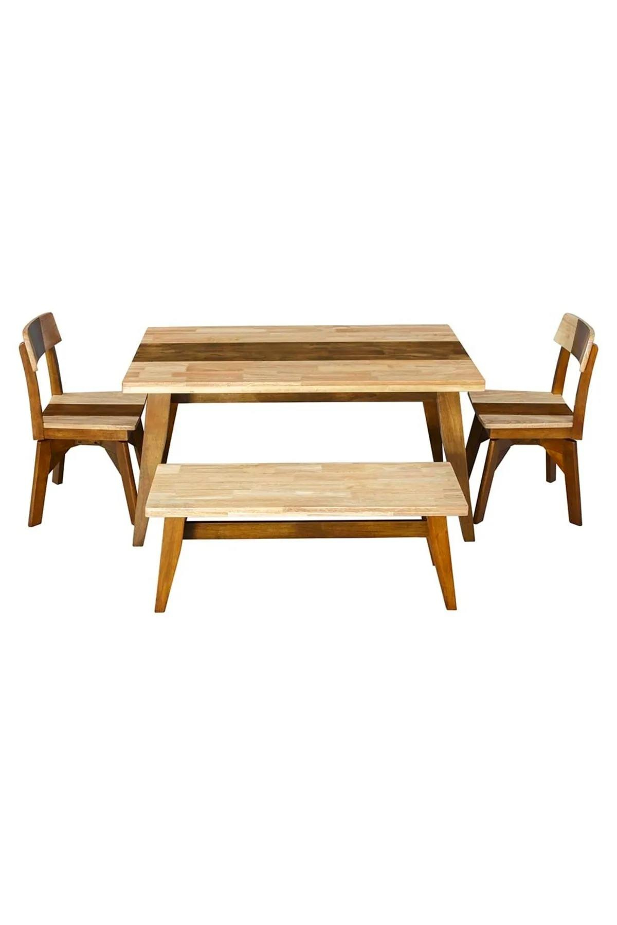 Kastra Ahşap Mutfak Masa & Bench & 2 Sandalye Takımı 