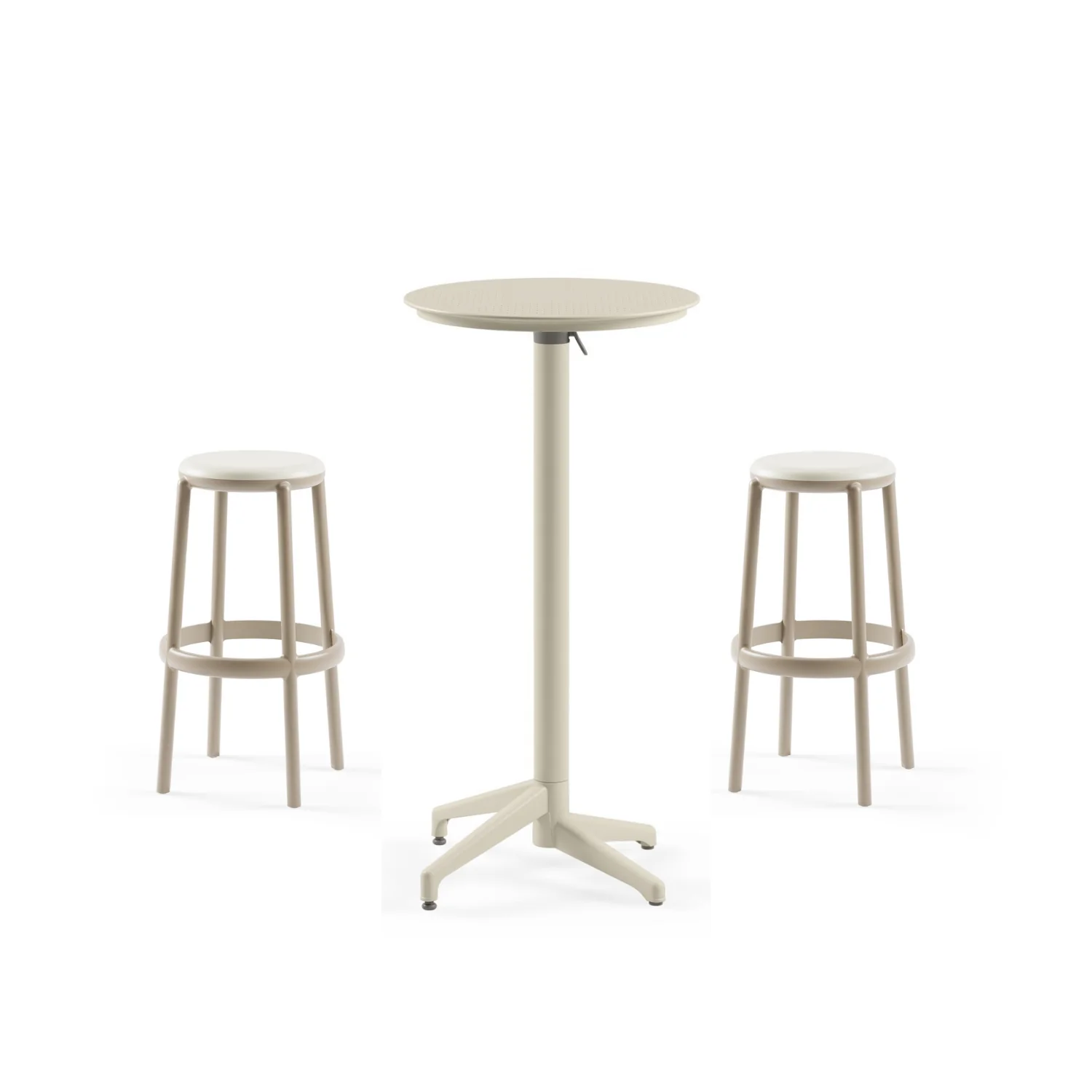 Kastra Bar Masa Takımı (Moon Katlanır Bar Masası Ø60 cm + Duo Bar Taburesi 75 cm) 