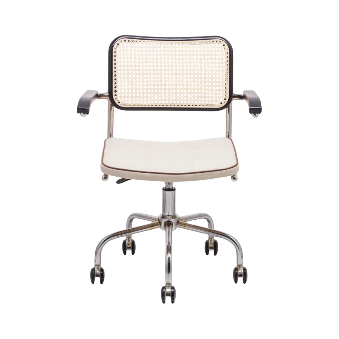 Kastra Cesca Fitilli Deri Minderli Kollu Çalışma Sandalyesi - Siyah 