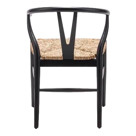 Kastra Wishbone Hasırlı Sandalye - Siyah 