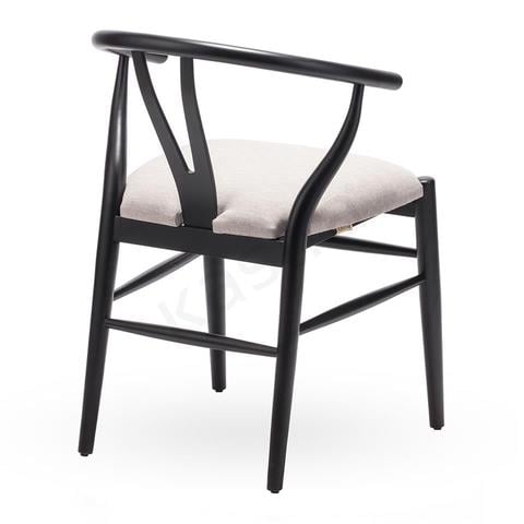 Kastra Wishbone Minderli Sandalye - Siyah 